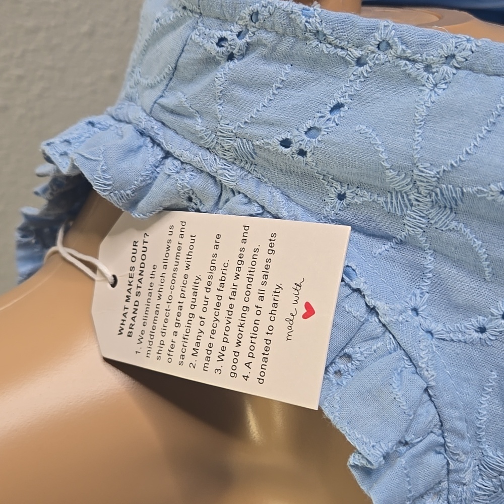 Blue Sleeveless Mock Neck Sundress - Picture 4 of 4